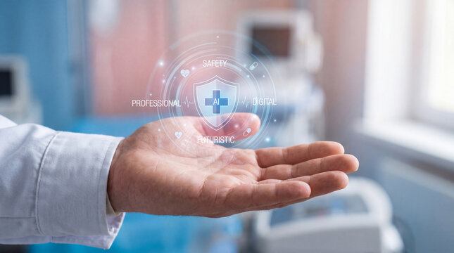Doctor Presenting Digital Healthcare Hologram