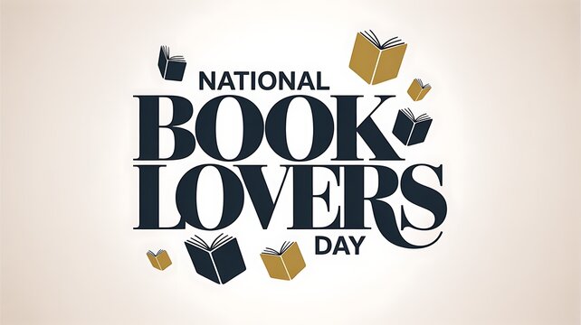 National book lovers day celebration with books and text reading time education knowledge literature celebration happiness literary open bookworm publication information learning