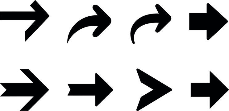 minimalist flat design arrows indicating direction and movement, ideal for navigation, process flow, or business concepts in presentations and infographics