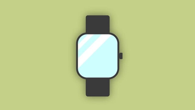 Flat Design **Smartwatch Vibrating Notification** on Green Background Loop 4K
