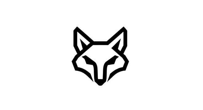 A minimalist black and white line art illustration of a fox's head.
