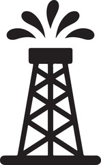 Oil drilling rig with flame icon illustration © Masud