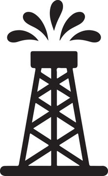 Oil drilling rig with flame icon illustration