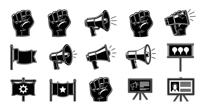 Protest and Activism Vector Icons Set