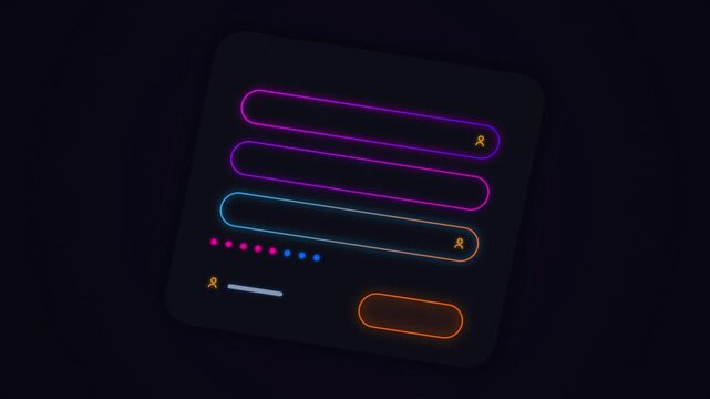 Neon Login Form Animation Futuristic Digital Interface
