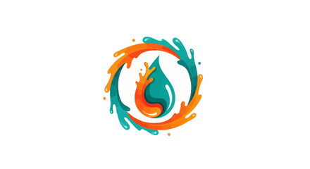 Fototapeta premium Abstract Water Drop surrounded by Colorful Swirls and Splashes Graphic Design Concept