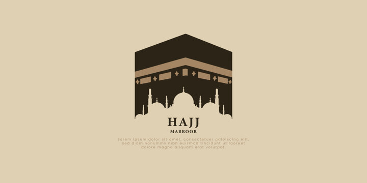 Decorative illustration of AL Hajj with the Kaaba.