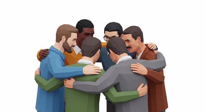 Diverse group of people in an embrace teamwork and support concept