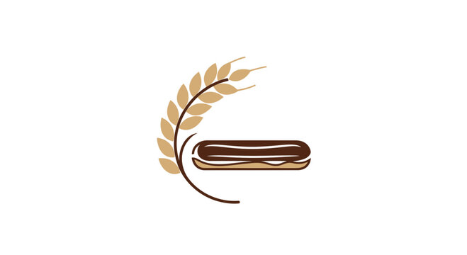 Bakery Delight: Minimalist Emblem Showcasing Pastry, Wheat, and Delicious Confectionery Design
