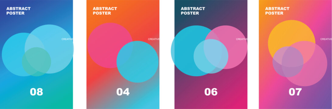 Abstract poster design gradient background with transparent circles minimal style colorful template creative artwork.