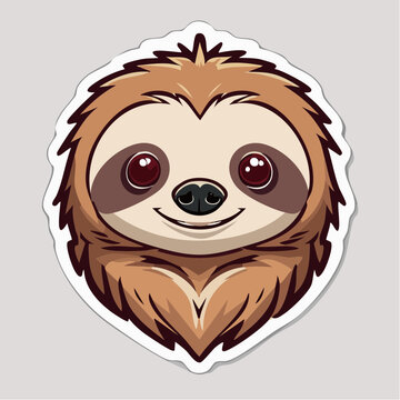 Cute Cartoon Sloth Face Sticker