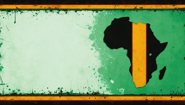 Stylized African continent silhouette with Jamaican colors distressed grunge background artistic composition symbolizing cultural ties heritage and unity across regions modern concept illustration