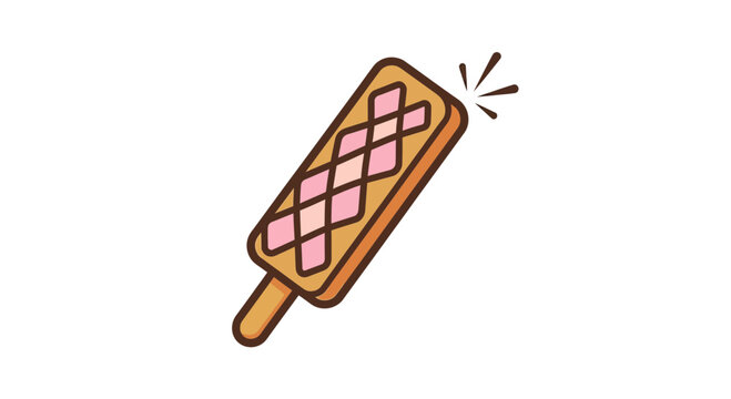 Cartoon Popsicle With Detailed Decoration And Sparkle Against a White Background