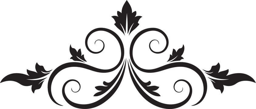 Black floral swirl leaf leaves