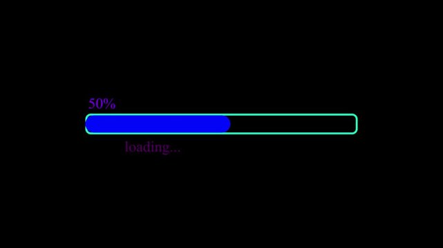 abstract loading bar animation transparent background, Loading bar and percentage Futuristic progress loading bar 0-100 percent in 4k