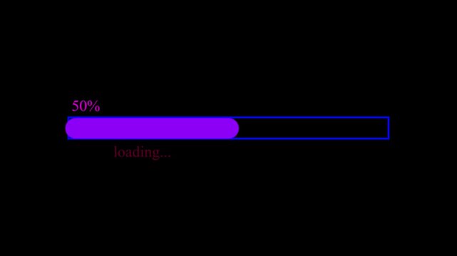 abstract loading bar animation transparent background, Loading bar and percentage Futuristic progress loading bar 0-100 percent in 4k