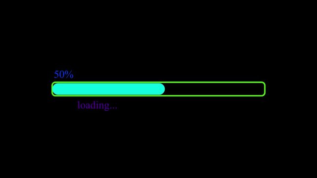 abstract loading bar animation transparent background, Loading bar and percentage Futuristic progress loading bar 0-100 percent in 4k