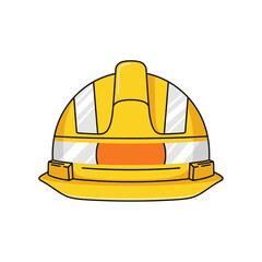 Fototapeta premium Bright yellow hard hat vector illustration, a symbol of safety and protection for construction workers and industrial professionals, isolated on white background.