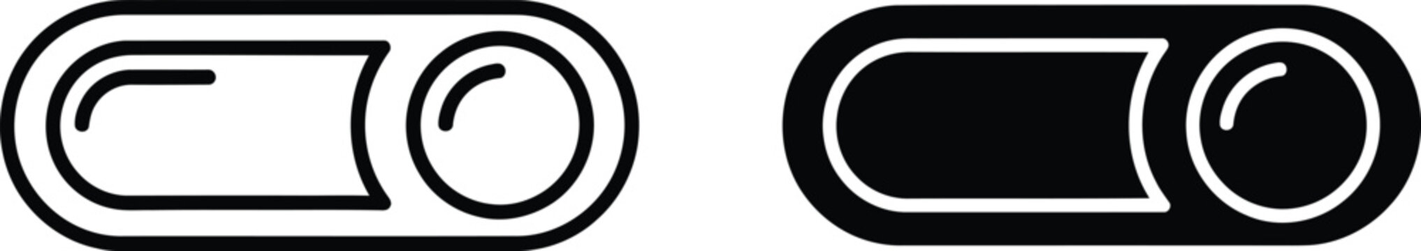 Simple user interface toggle switch icons for web and mobile application interaction and settings control