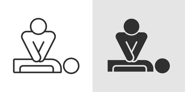 CPR Training Icon representing cardiopulmonary resuscitation education, lifesaving emergency response skills, and medical training for restoring breathing and circulation in critical situations.