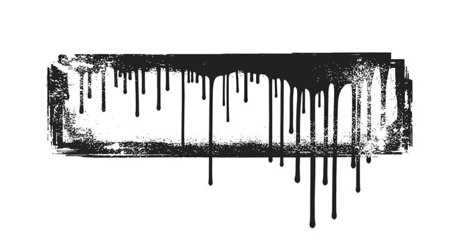 Black paint drips on rectangle shape.