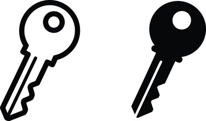 Two black keys showing outline and solid versions for navigation and security interface web icons © MDABDUS