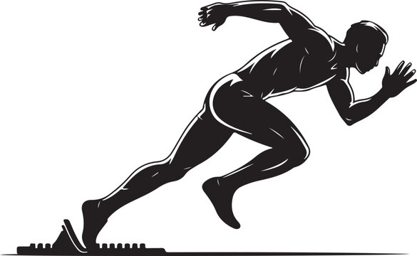 Athlete sprinting at starting blocks