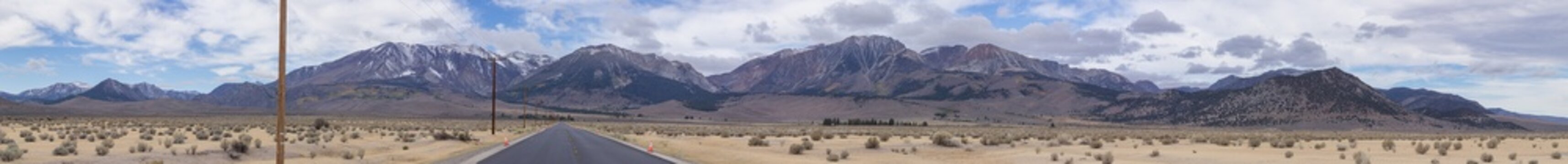 Ultra Wide Panorama Of The Eastern Sierra Nevada Near Lee Vining California
