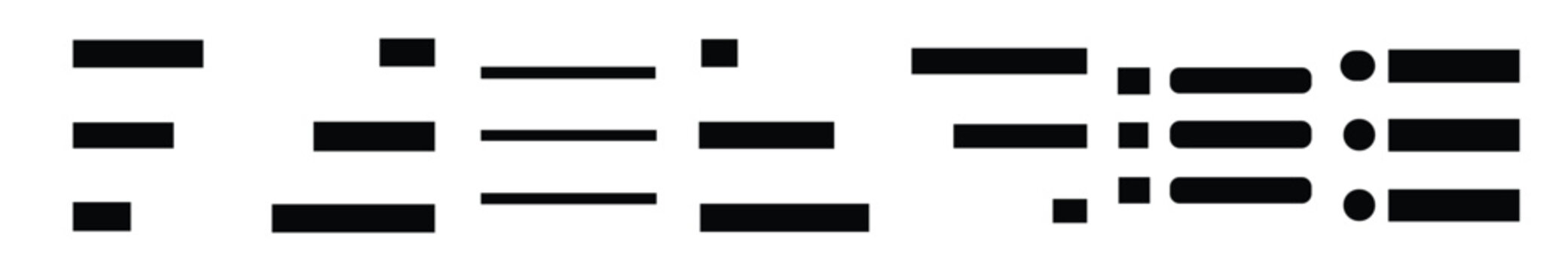 Text align vector icon button. Paragraph alignment symbol. Align icon vector illustration on white background.