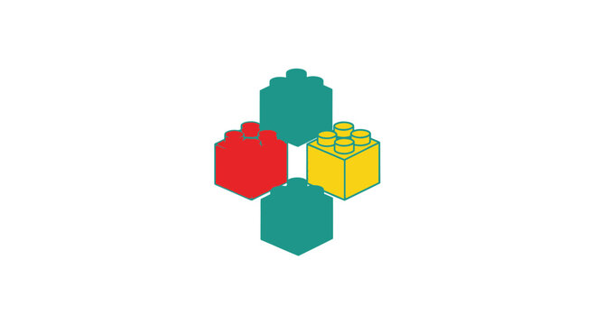 Colorful Construction Blocks Composition Vector Design Representing Creative Building