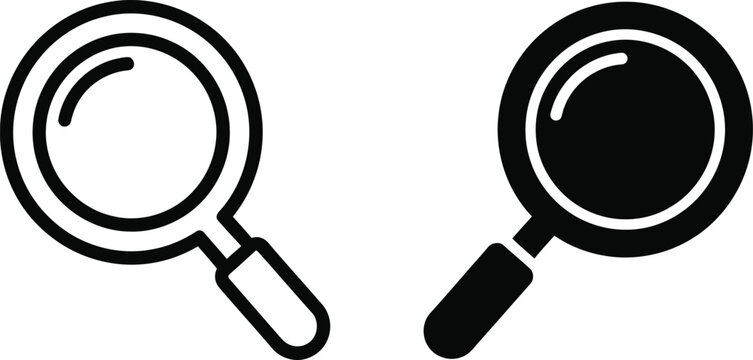 Two magnifying glass icons representing search and discovery functions for user interfaces and website navigation tools