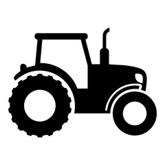 Obraz premium Simple Black Silhouette Icon of a Tractor, representing agriculture, farming, and rural life.