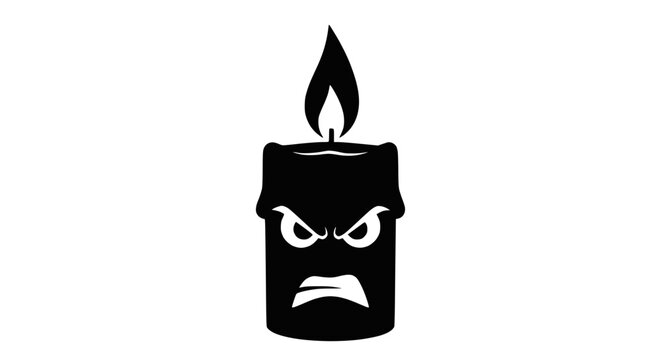 Angry Candle Icon with Fiery Flame