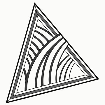 Abstract geometric triangle with curved lines black and white flat design graphic design abstract art triangle geometric abstract parallel structure composition artistic minimalist