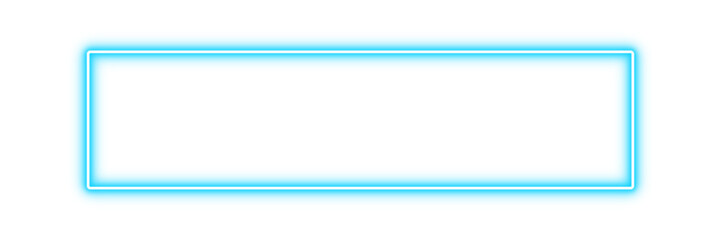Obraz premium Neon glowing blue rectangular long outline frame. Futuristic light glow bright neon effect shining border for digital tech, banners, Ui, modern presentation or mockups. Vector illustration.