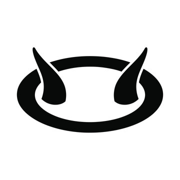 Double horns on oval background simple graphic symbol stylized with sharp tips.