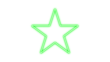 Obraz premium Neon glowing green star shape frame Isolated on transparent background. Shiny futuristic light glow star shape border design. Decorative neon glowing star icon. Vector illustration.