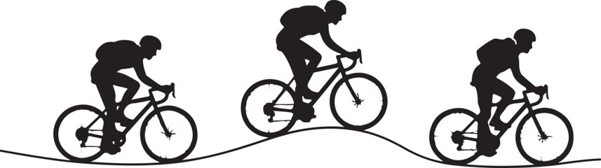 Obraz premium Cyclists riding on a winding road