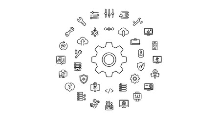 Obraz premium System integration and process automation a network of connected technologies