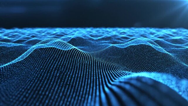 Abstract Blue Digital Waveform Animation.