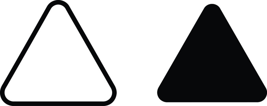 Two rounded triangle icons consisting of one open outline and one solid filled geometric shape