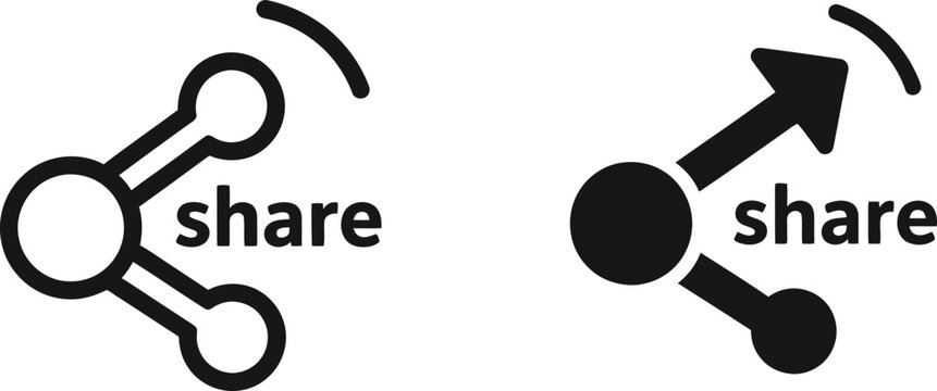 Black share icons showing connection nodes and directional arrow symbols for modern social media website interface