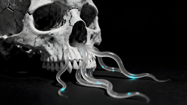 Skull with glowing tentacles