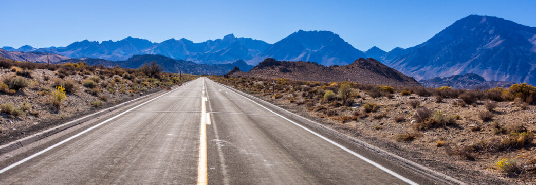 Desert Highway Ascending Into The Sierra Nevada Mountains