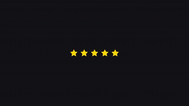 Rating Meter Animation Transforming a Perfect Numerical Score of Five Point Zero into Five Golden Stars