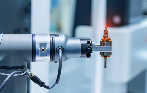 Rotor of electric motor with Robotic and Automation system control application on automate robot arm