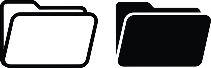 Fototapeta premium Two file folder icons displayed in both solid and outline styles for user interface organization