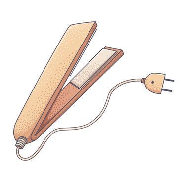 Hand-drawn illustration of an electric hair straightener