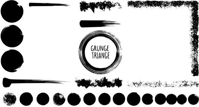 Grunge Ink Marks Collection: Vector Set of Textured Borders, Circles, Brush Strokes and Splatter for Design Elements