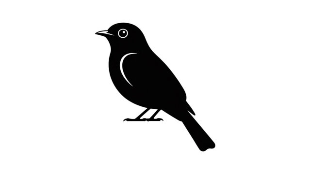 Black silhouette bird perched facing left